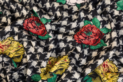 Floral Houndstooth Italian Cotton Blend Brocade - Multicolor