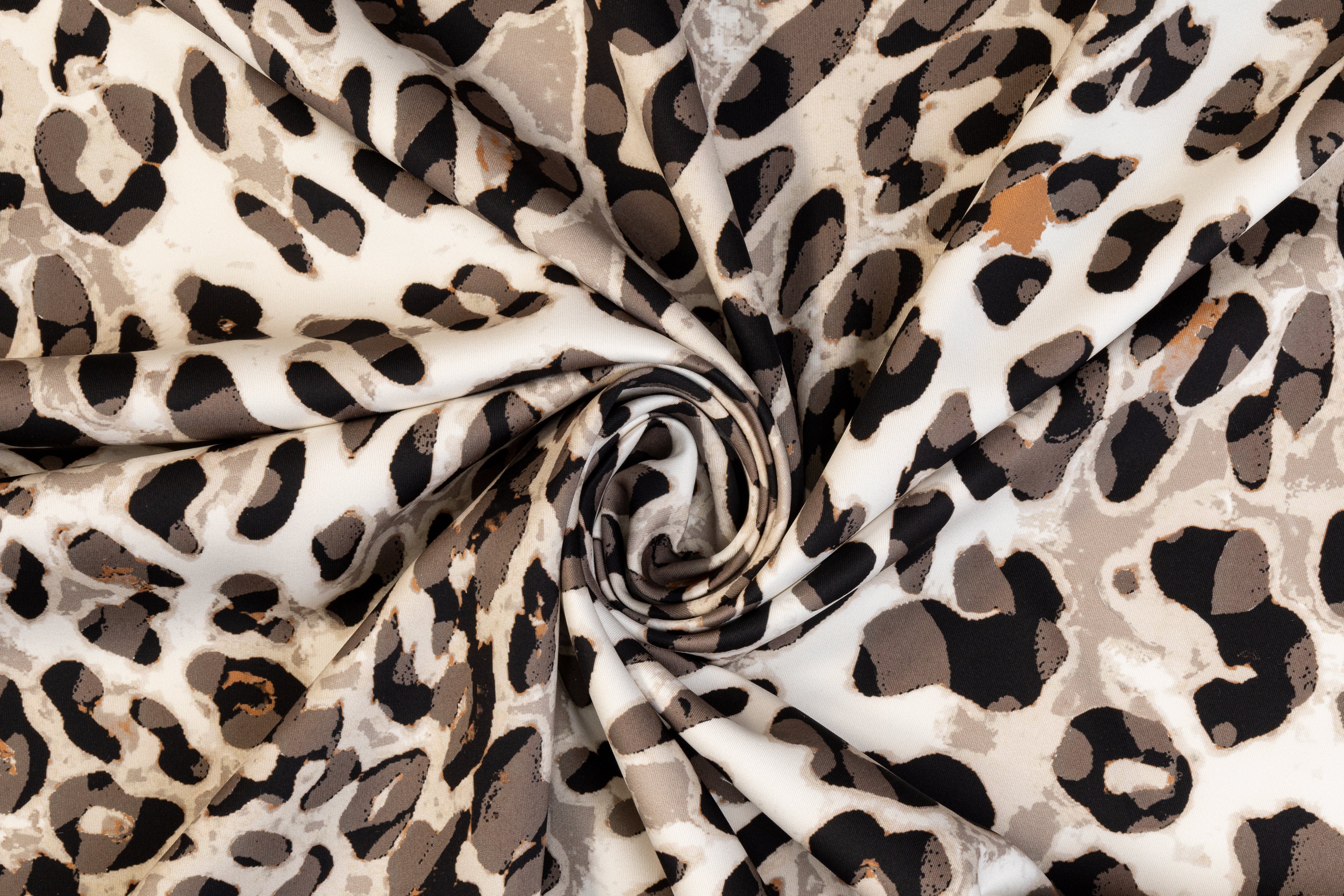 Abstract Cheetah Print Italian Scuba - Gray and Black