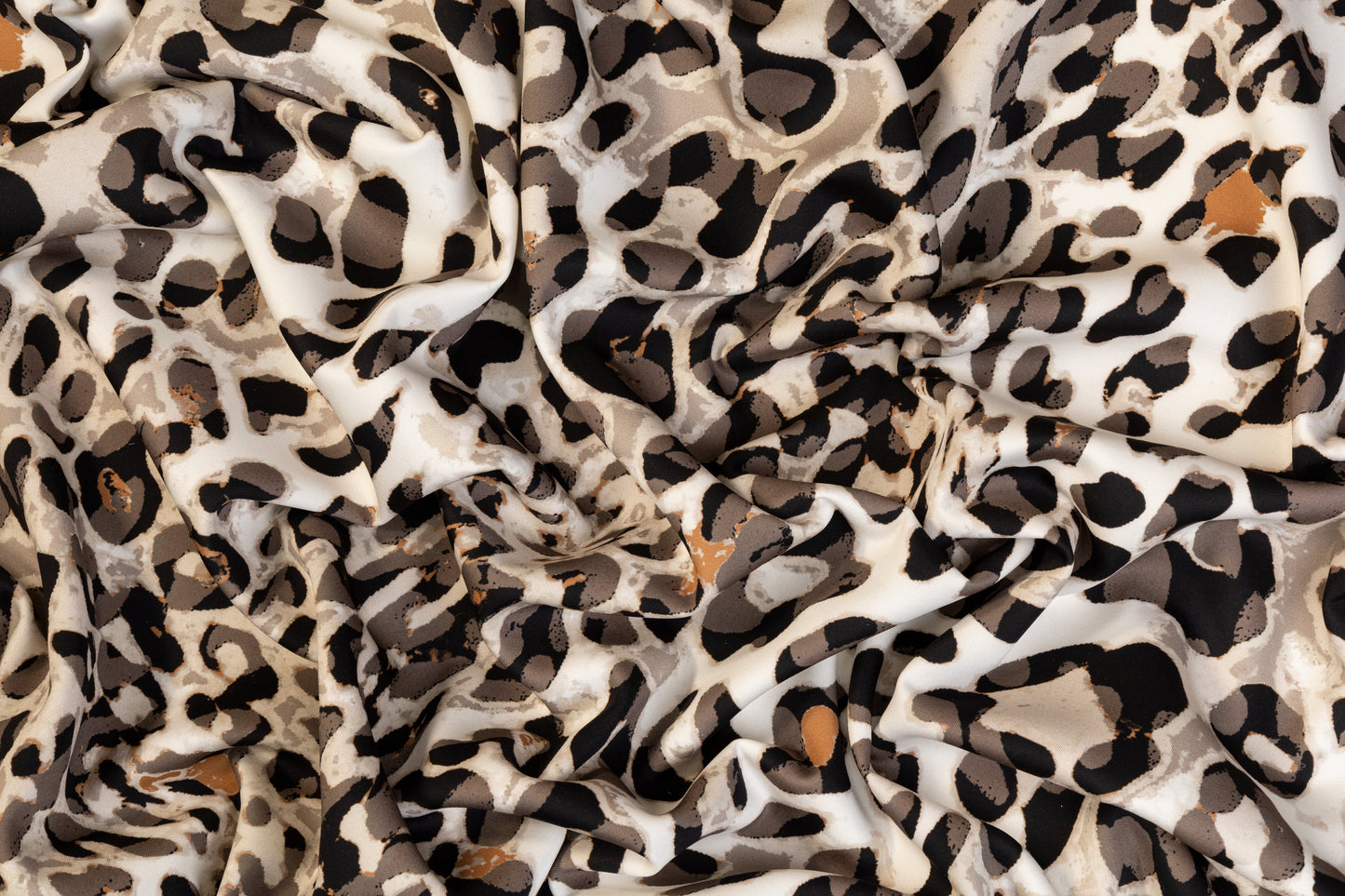 Abstract Cheetah Print Italian Scuba - Gray and Black