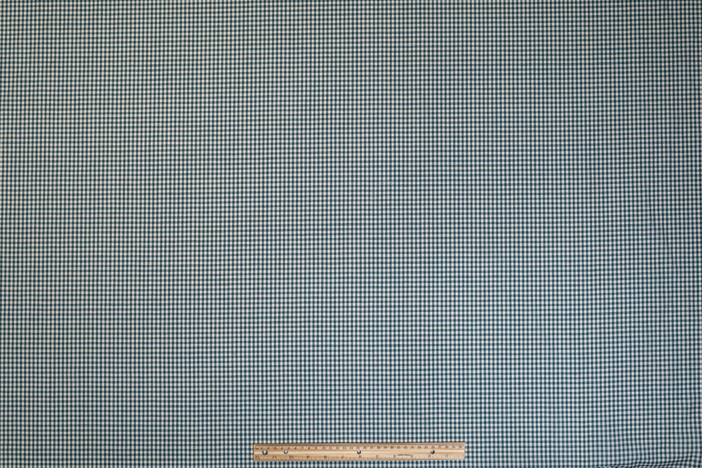 Gingham Check Italian Wool Linen Suiting - Teal and White