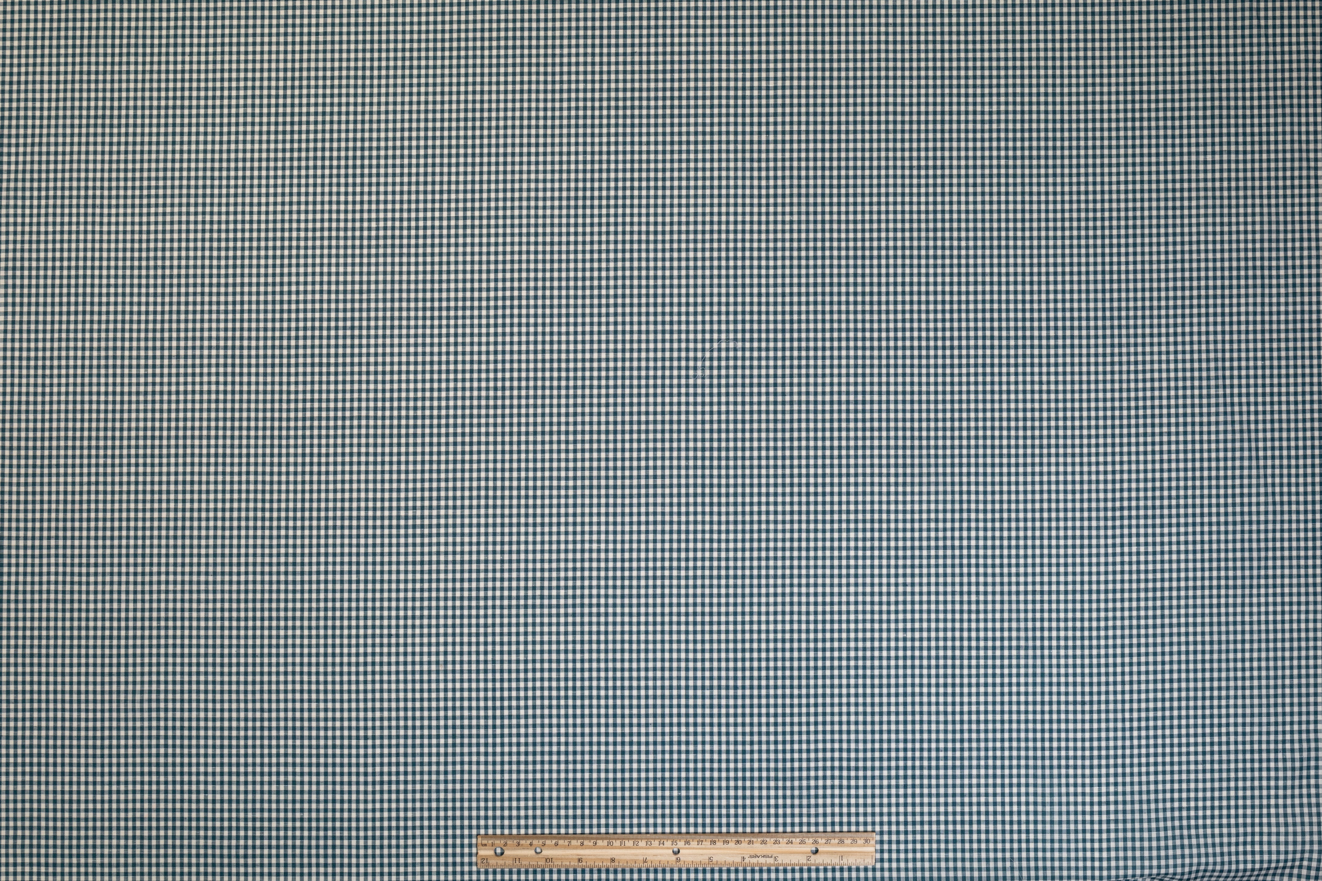 Gingham Check Italian Wool Linen Suiting - Teal and White