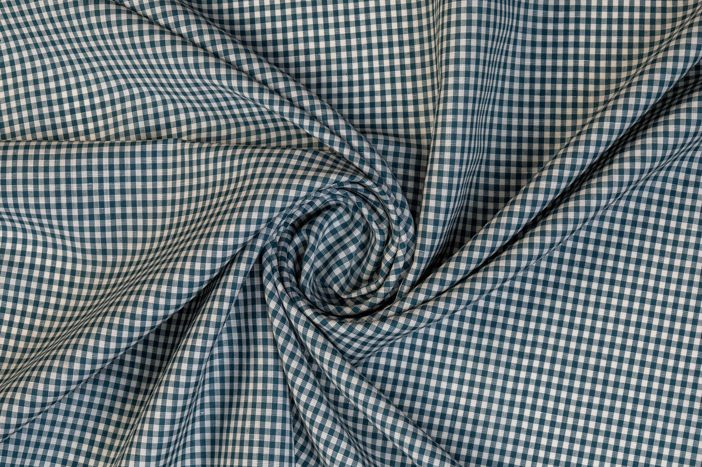 Gingham Check Italian Wool Linen Suiting - Teal and White