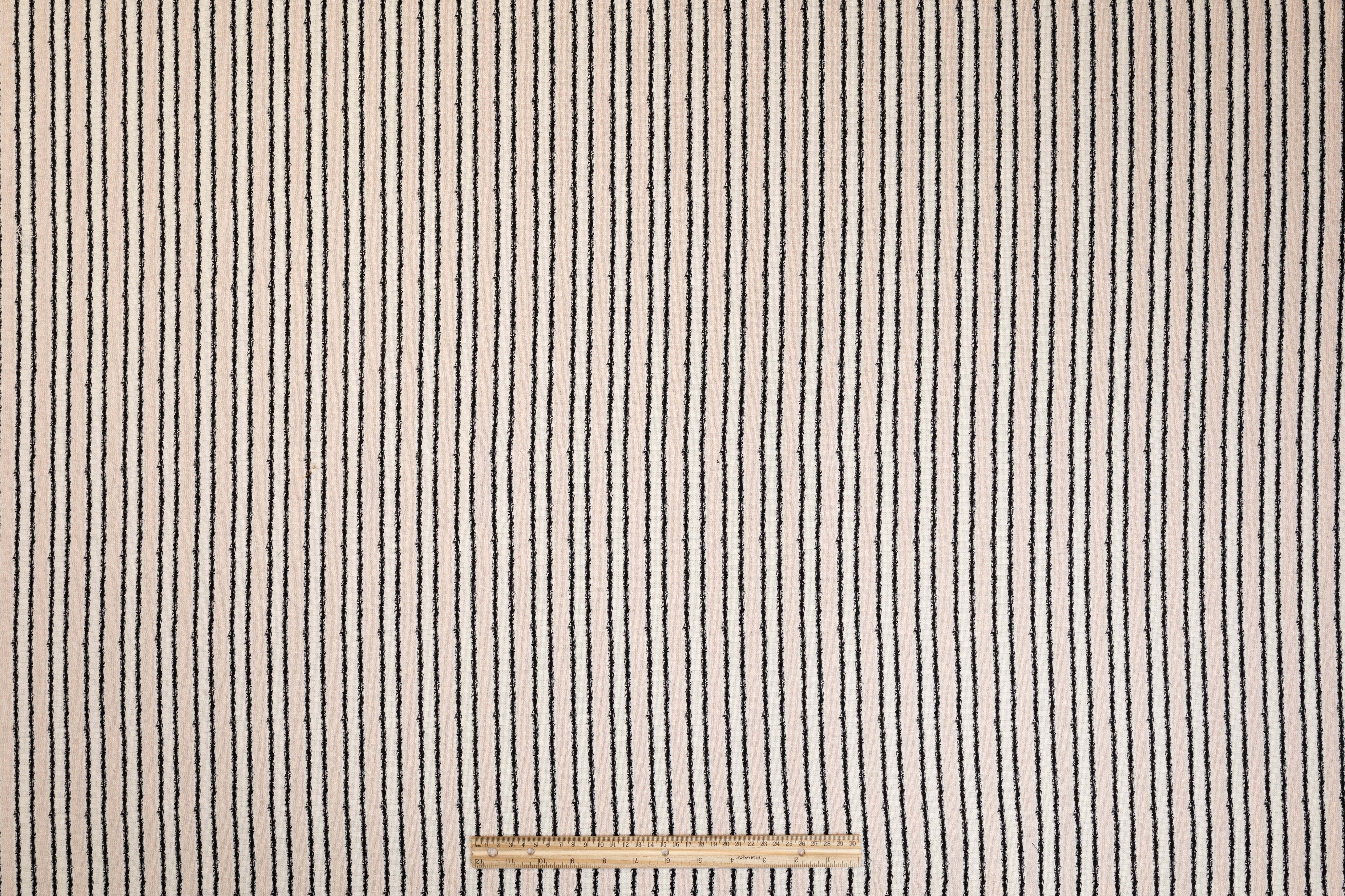 Striped Italian Cotton Viscose Jersey Tweed - Blush, White, Black