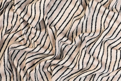 Striped Italian Cotton Viscose Jersey Tweed - Blush, White, Black