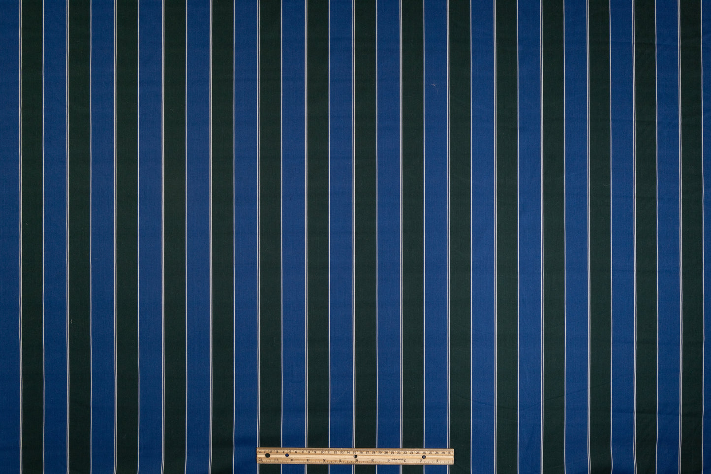 Striped Italian Poly Cotton Twill - Blue, Green, White