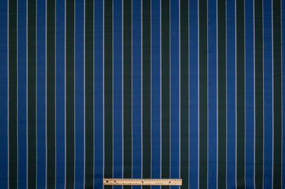 Striped Italian Poly Cotton Twill - Blue, Green, White