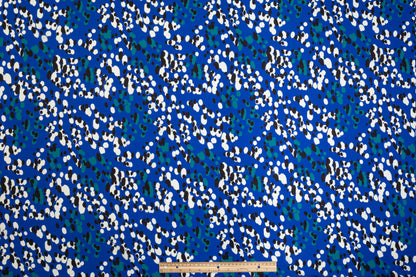 Spotted Polyester Crepe De Chine - Blue, White, Black, Green