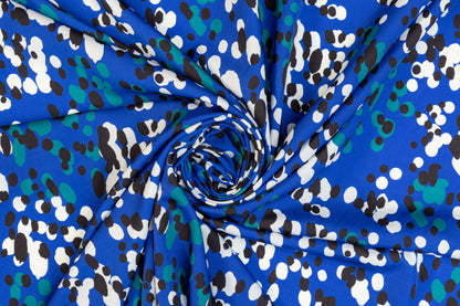 Spotted Polyester Crepe De Chine - Blue, White, Black, Green