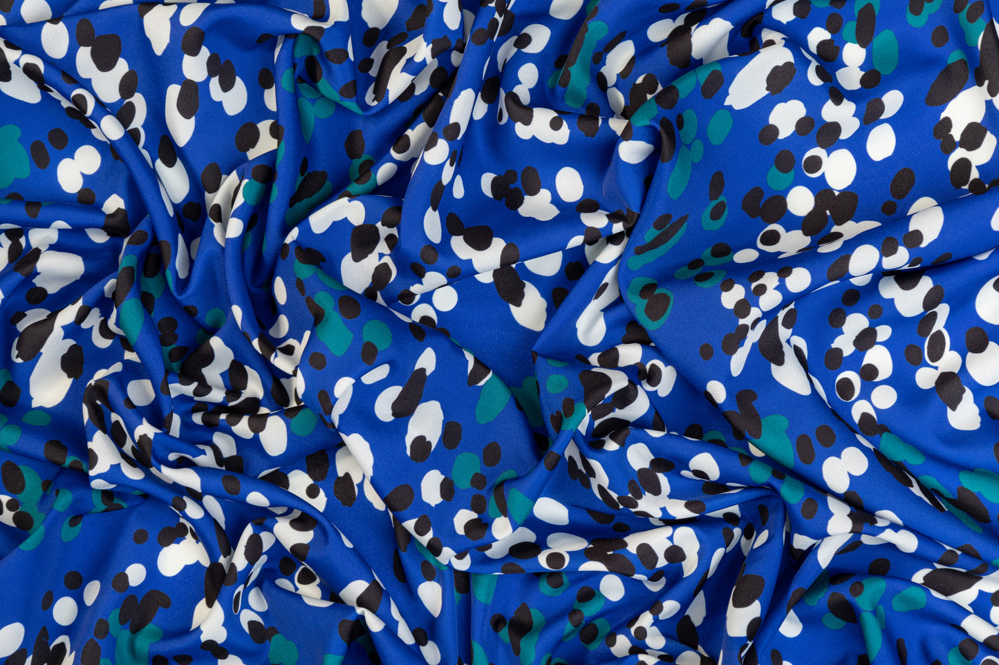 Spotted Polyester Crepe De Chine - Blue, White, Black, Green