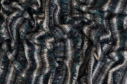 Metallic Italian Fringe Tweed - Teal, Navy, Black, White