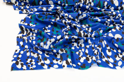Spotted Polyester Crepe De Chine - Blue, White, Black, Green