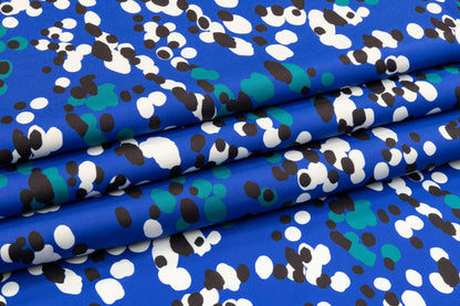 Spotted Polyester Crepe De Chine - Blue, White, Black, Green