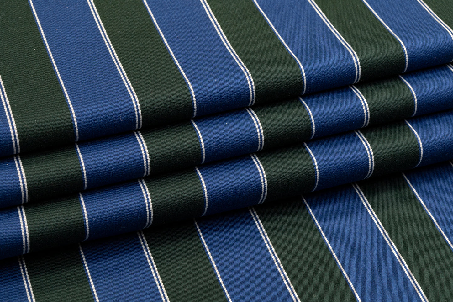 Striped Italian Poly Cotton Twill - Blue, Green, White
