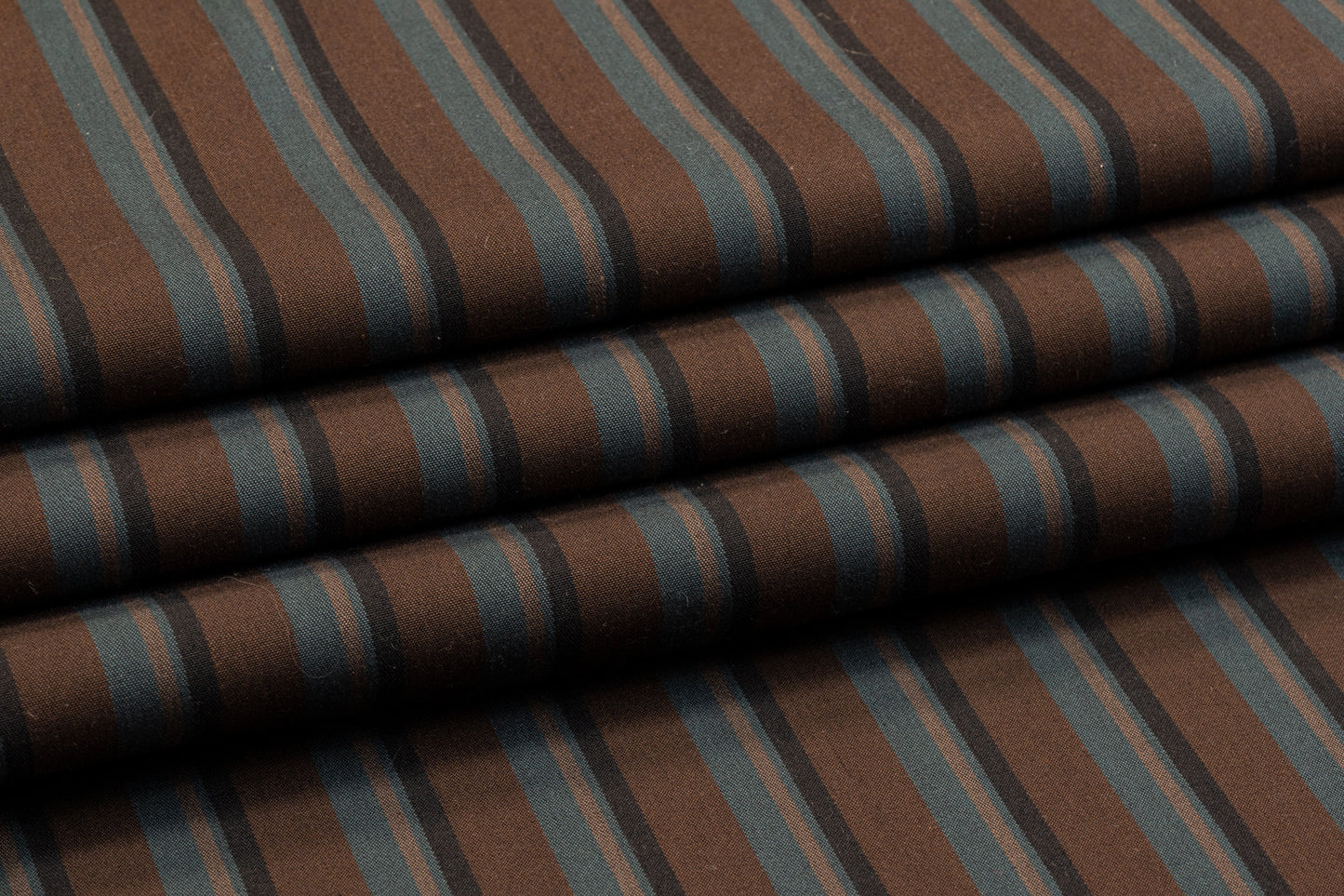 Striped Poly Cotton Twill - Brown, Teal, Black