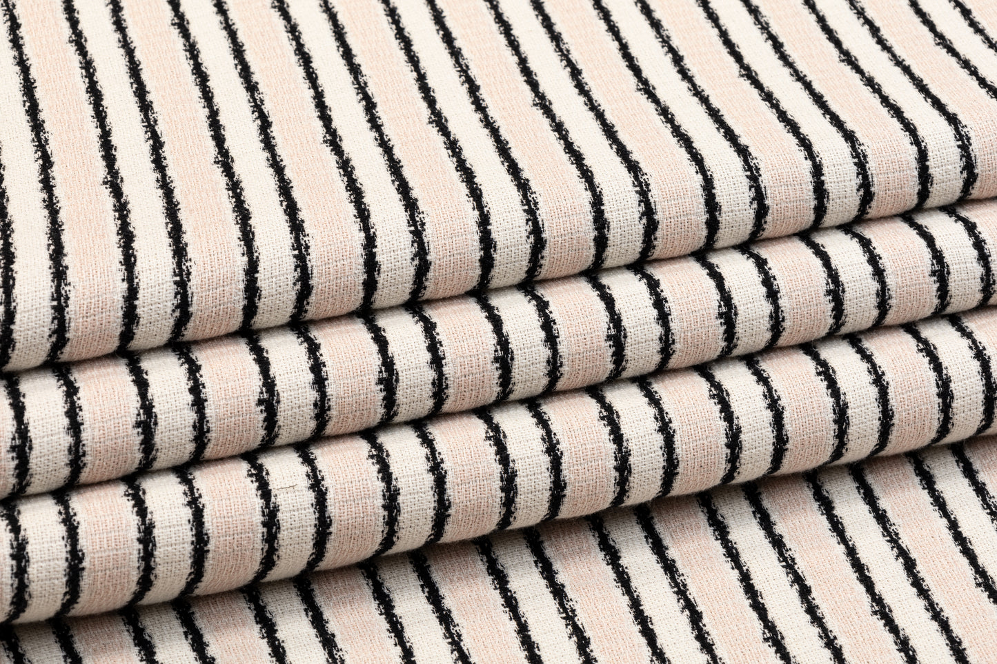 Striped Italian Cotton Viscose Jersey Tweed - Blush, White, Black