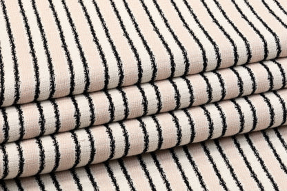 Striped Italian Cotton Viscose Jersey Tweed - Blush, White, Black