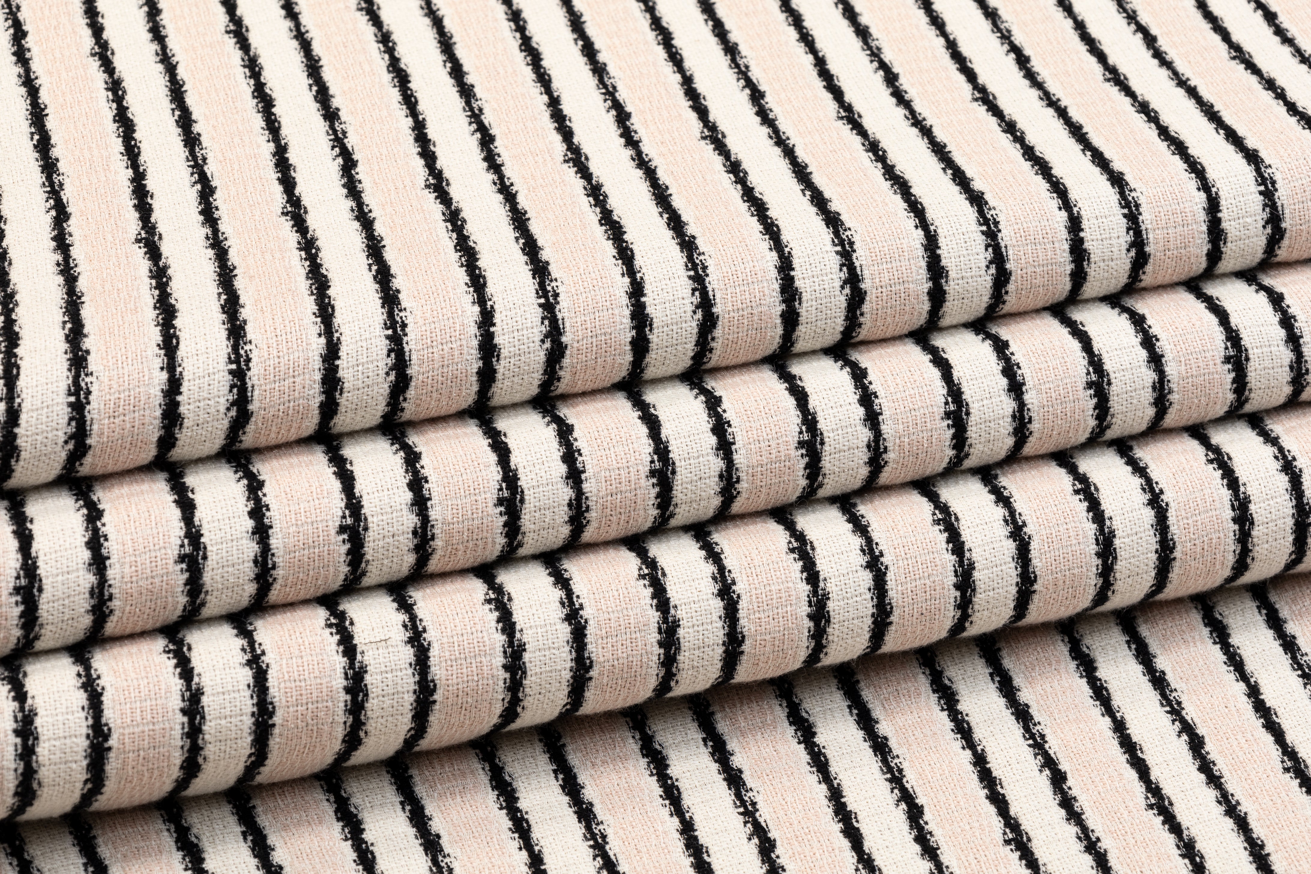 Striped Italian Cotton Viscose Jersey Tweed - Blush, White, Black