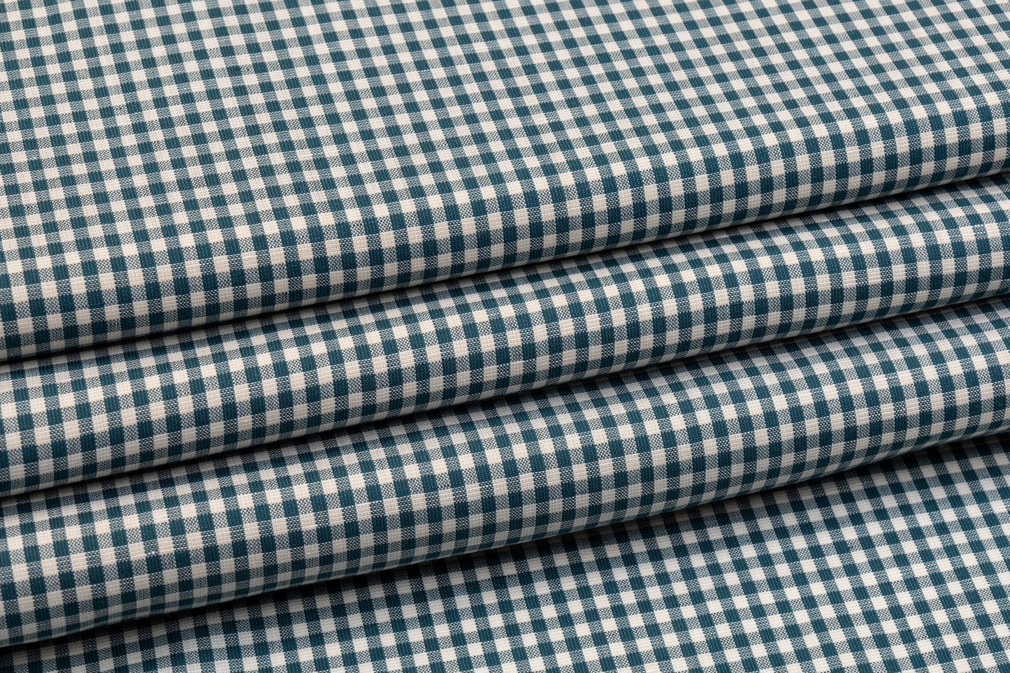Gingham Check Italian Wool Linen Suiting - Teal and White