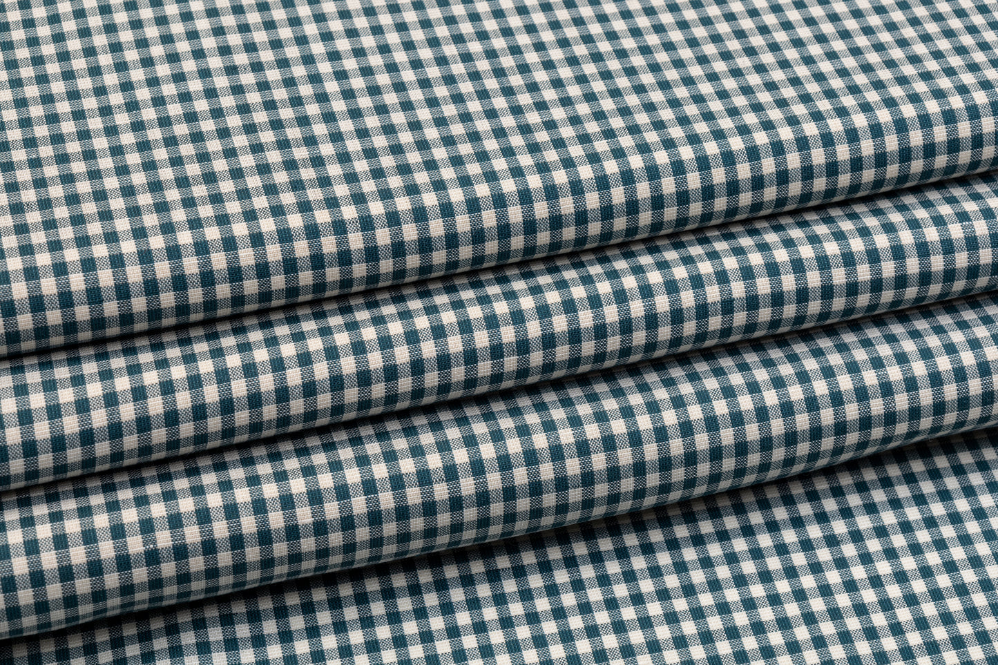 Gingham Check Italian Wool Linen Suiting - Teal and White