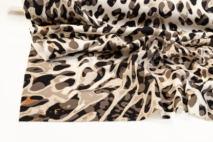 Abstract Cheetah Print Italian Scuba - Gray and Black