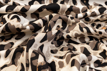 Abstract Cheetah Print Italian Scuba - Gray and Black