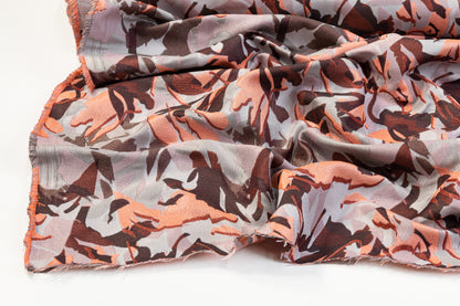 Abstract Italian Brocade - Coral Pink, Gray