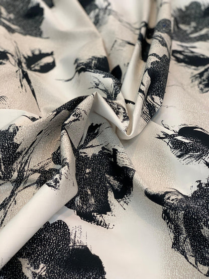 Taupe and Black Tie-Dye Cotton Sateen - Prime Fabrics