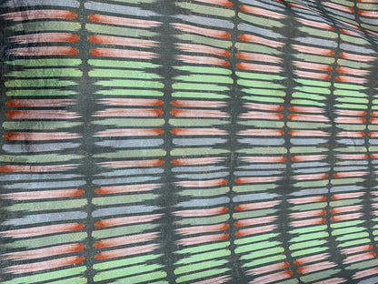 Lime, Taupe, and Red Striped Metallic Brocade - Prime Fabrics