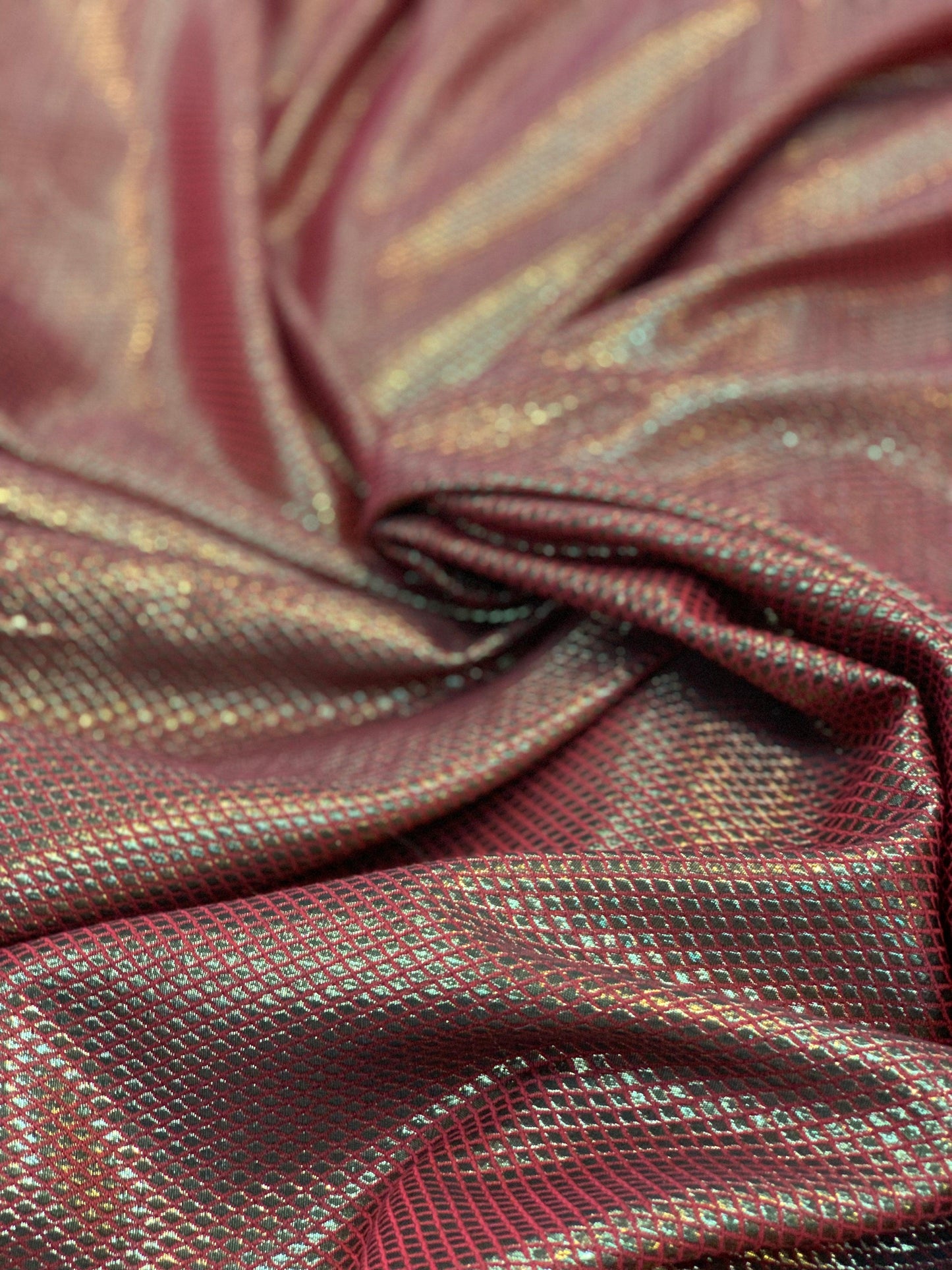 Metallic Red Dope Dyed Yarn Brocade - Prime Fabrics