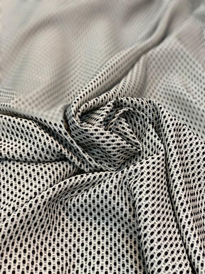 Black and White Embroidered Polka Dot Brocade - Prime Fabrics