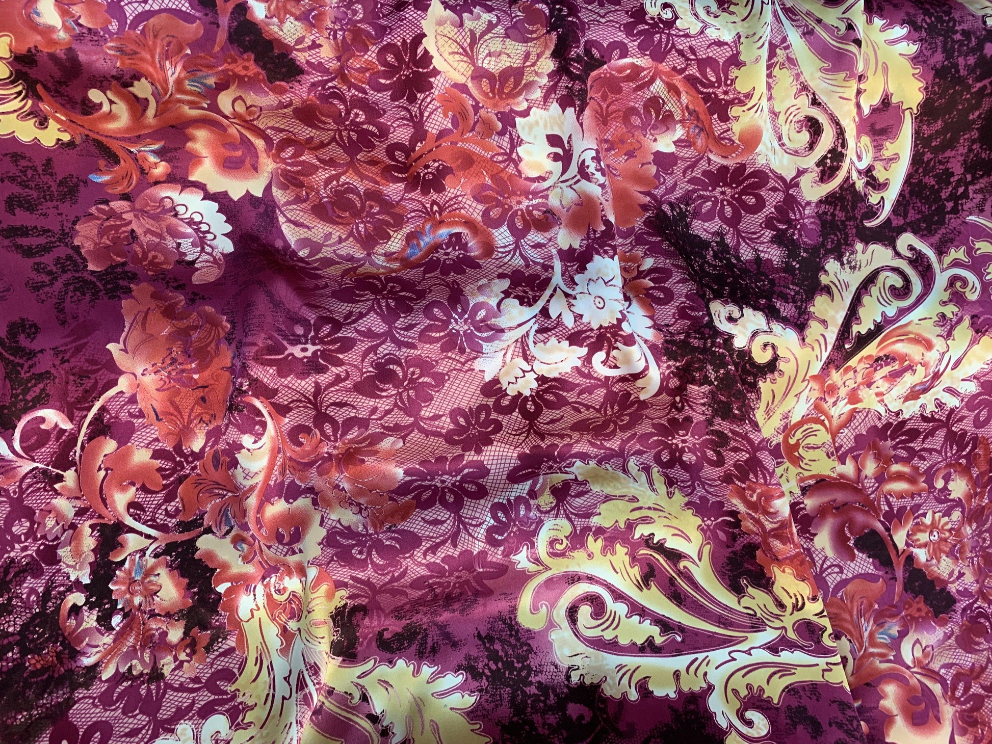 Multicolor Floral Silk Charmeuse - Prime Fabrics
