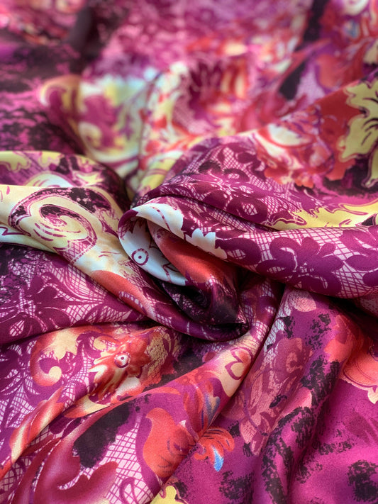 Multicolor Floral Silk Charmeuse - Prime Fabrics