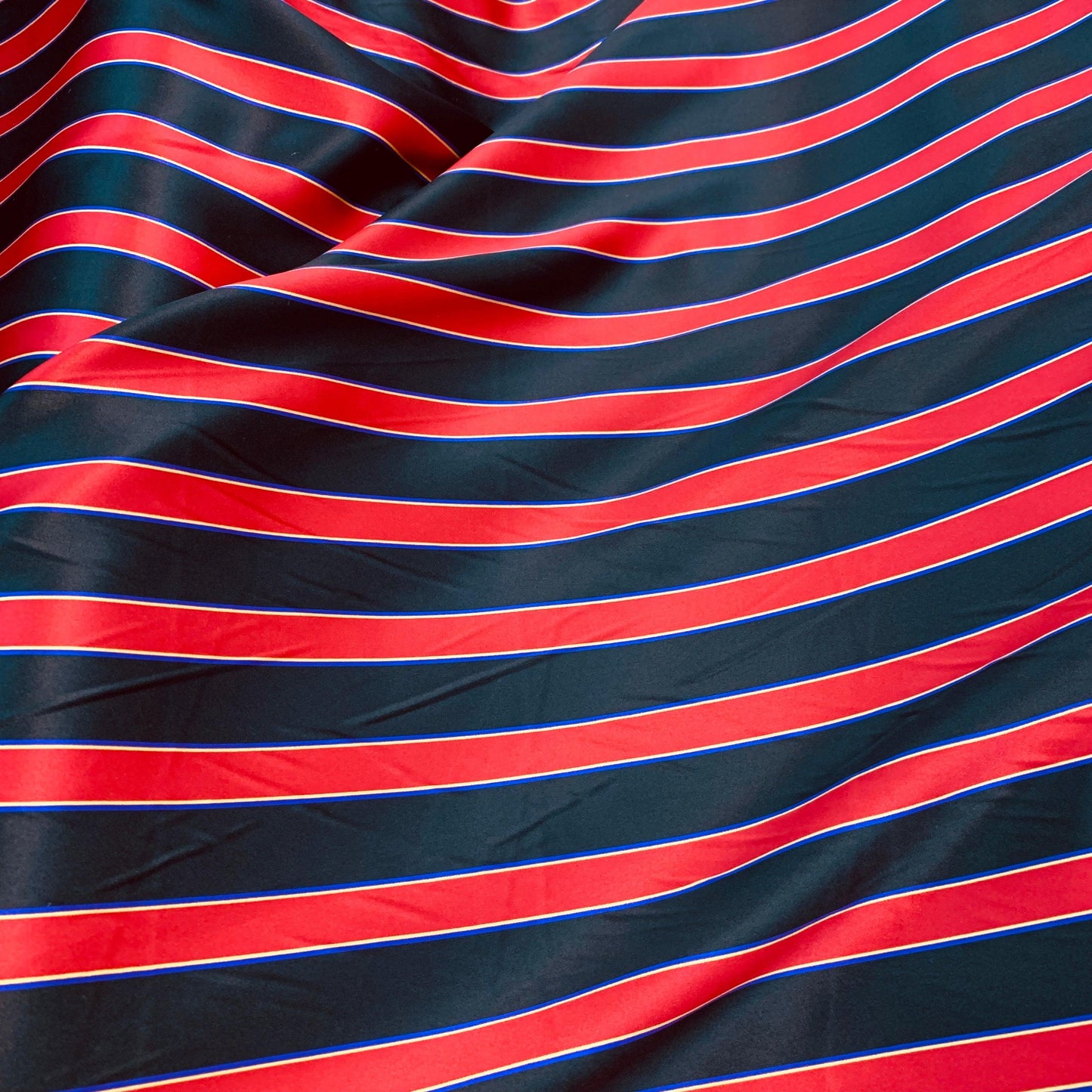 Red and Black Striped Silk Charmeuse - Prime Fabrics