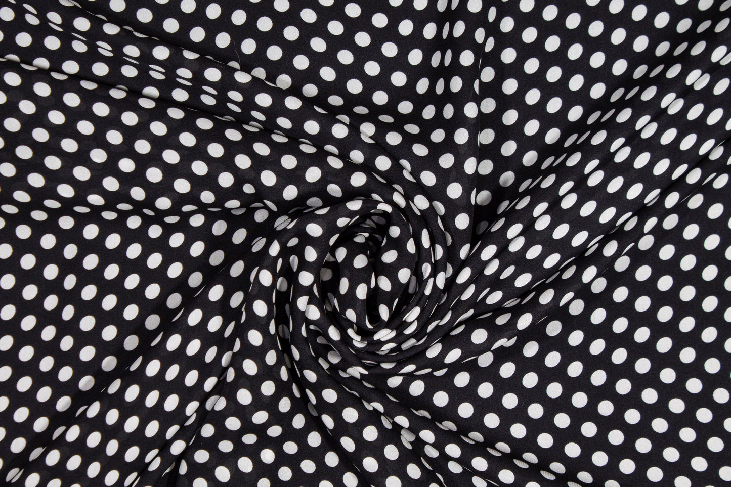 Polka Dot Silk Georgette - Black and White - Prime Fabrics