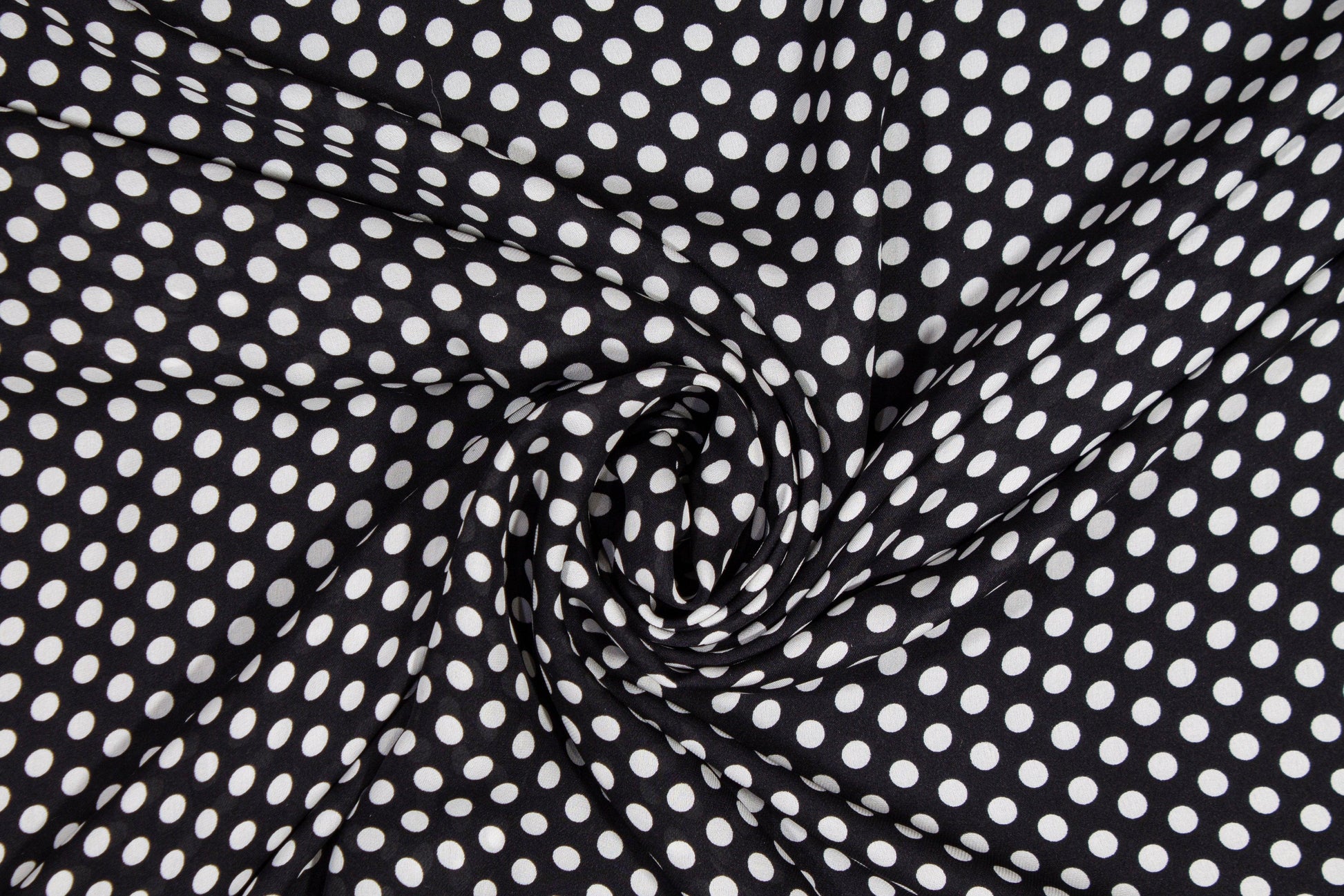 Polka Dot Silk Georgette - Black and White - Prime Fabrics