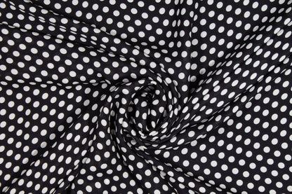 Polka Dot Silk Georgette - Black and White - Prime Fabrics