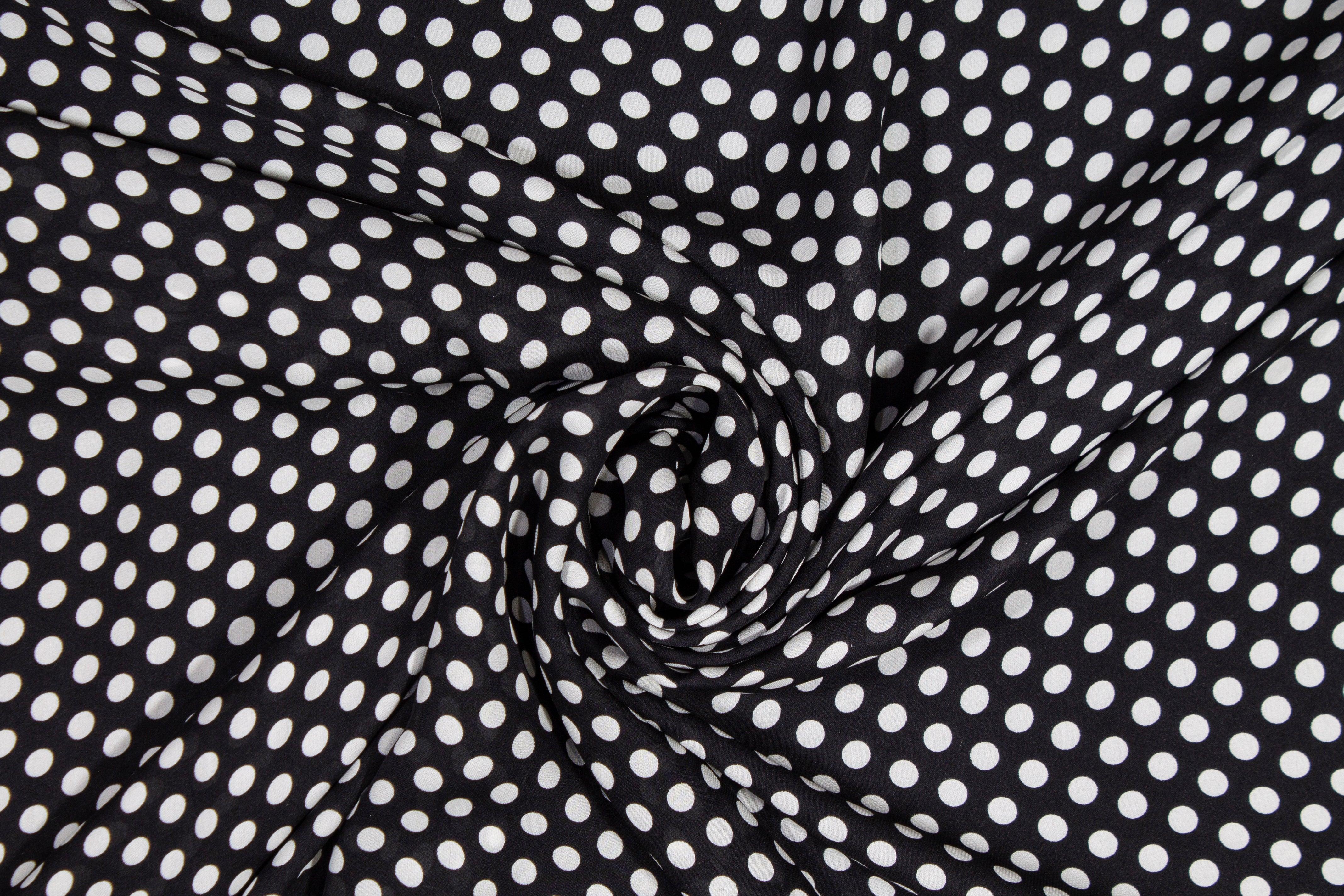 Polka Dot Silk Georgette - Black and White - Prime Fabrics