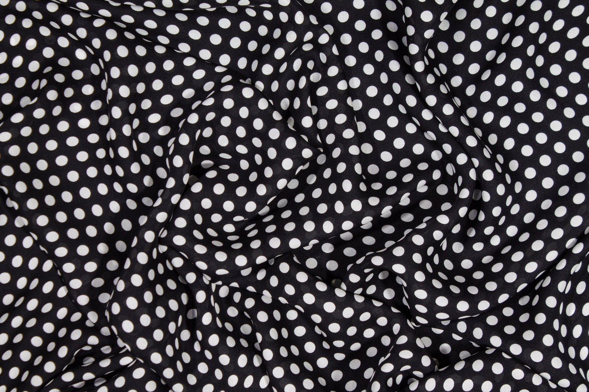 Polka Dot Silk Georgette - Black and White - Prime Fabrics