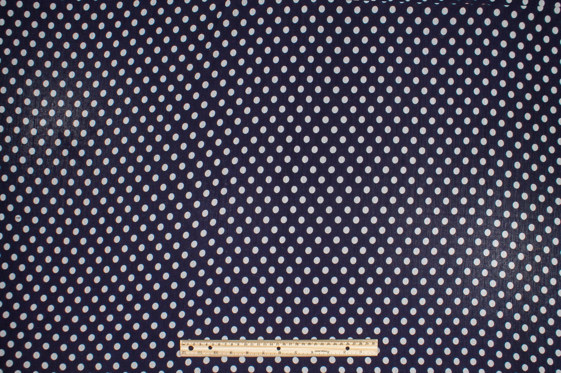 Polka Dot Crinkled Viscose Silk Chiffon - Navy and White - Prime Fabrics