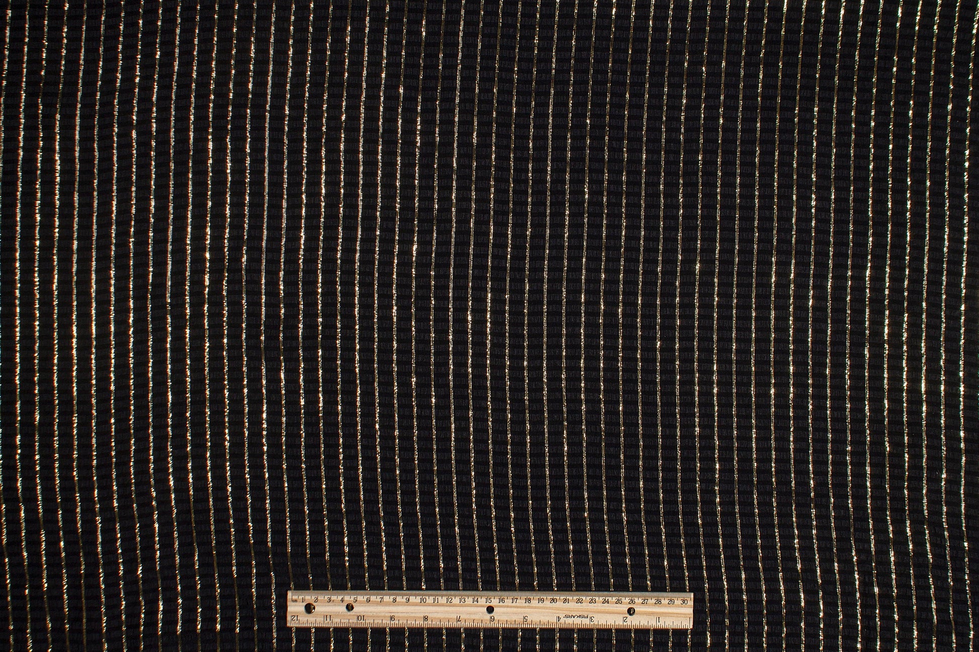 Striped Metallic Silk Jacquard - Black and Gold - Prime Fabrics