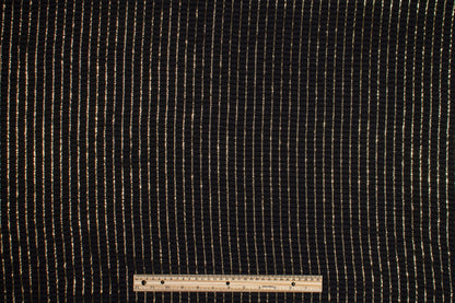 Striped Metallic Silk Jacquard - Black and Gold - Prime Fabrics