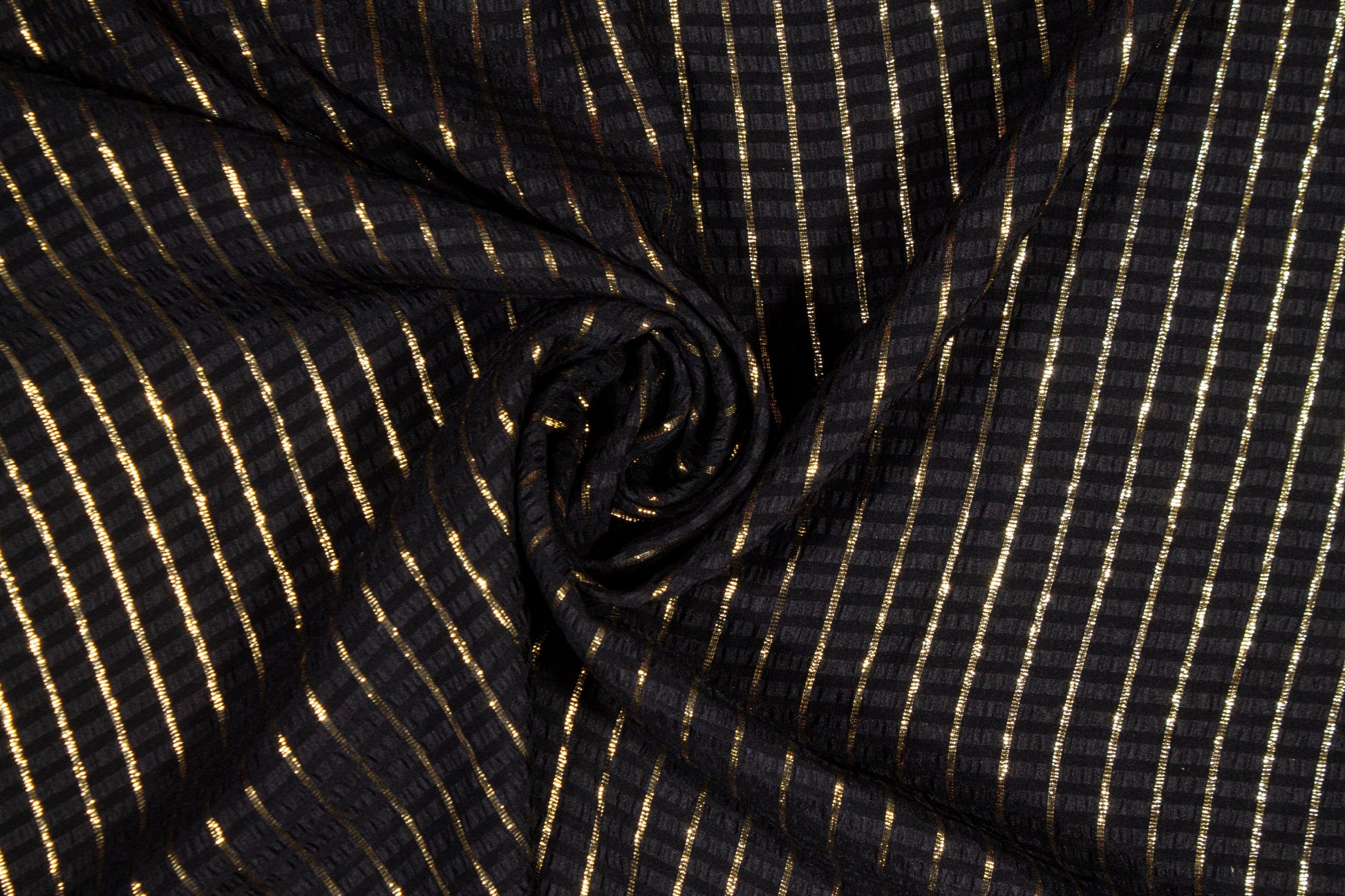 Striped Metallic Silk Jacquard - Black and Gold - Prime Fabrics