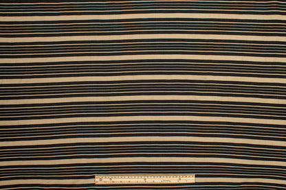 Black and Tan Striped Cotton Twill Shirting - Prime Fabrics