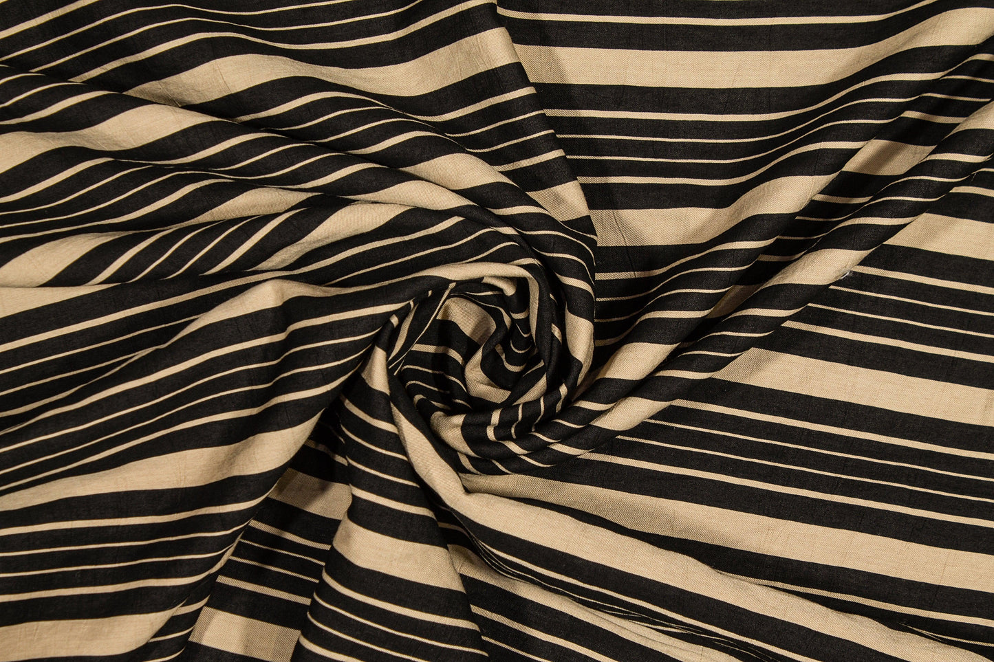 Black and Tan Striped Cotton Twill Shirting - Prime Fabrics