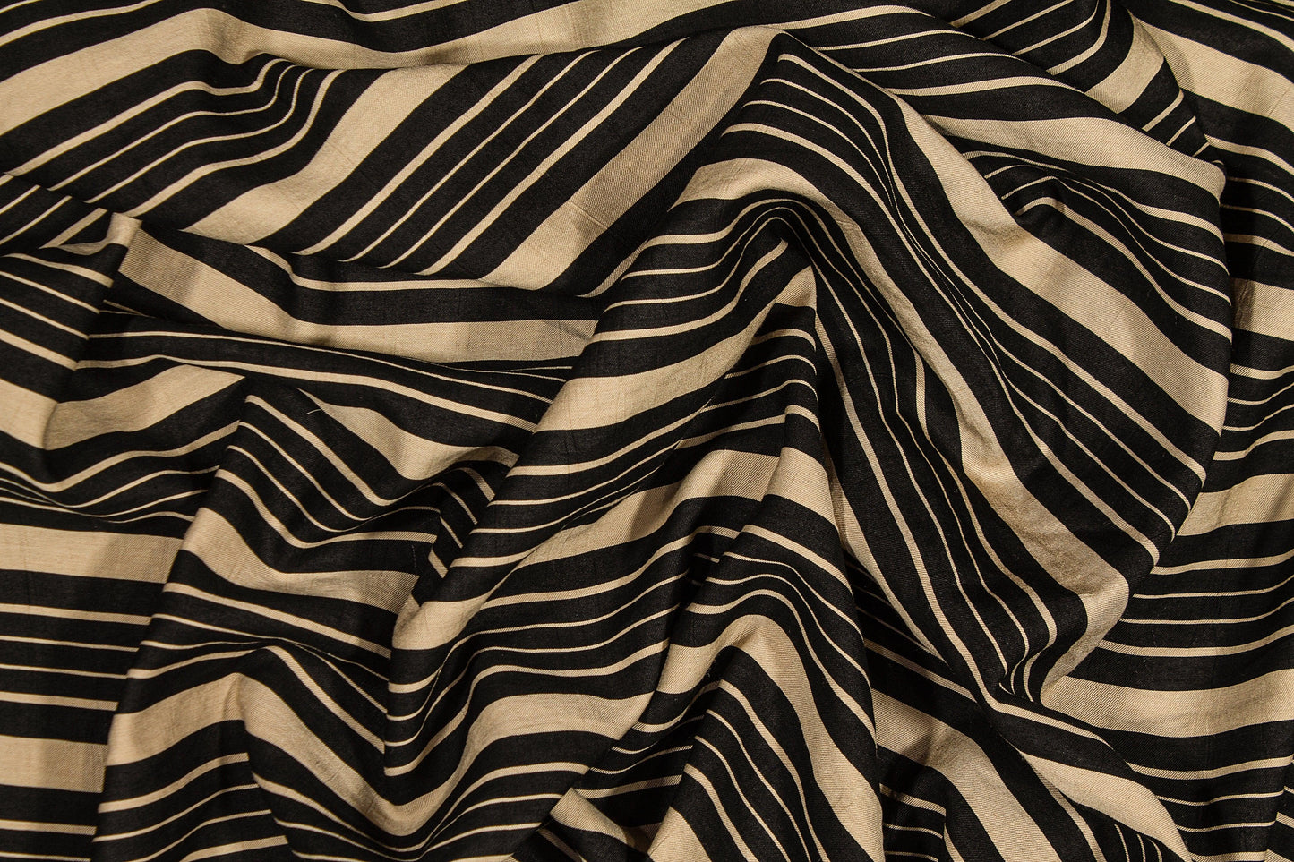 Black and Tan Striped Cotton Twill Shirting - Prime Fabrics