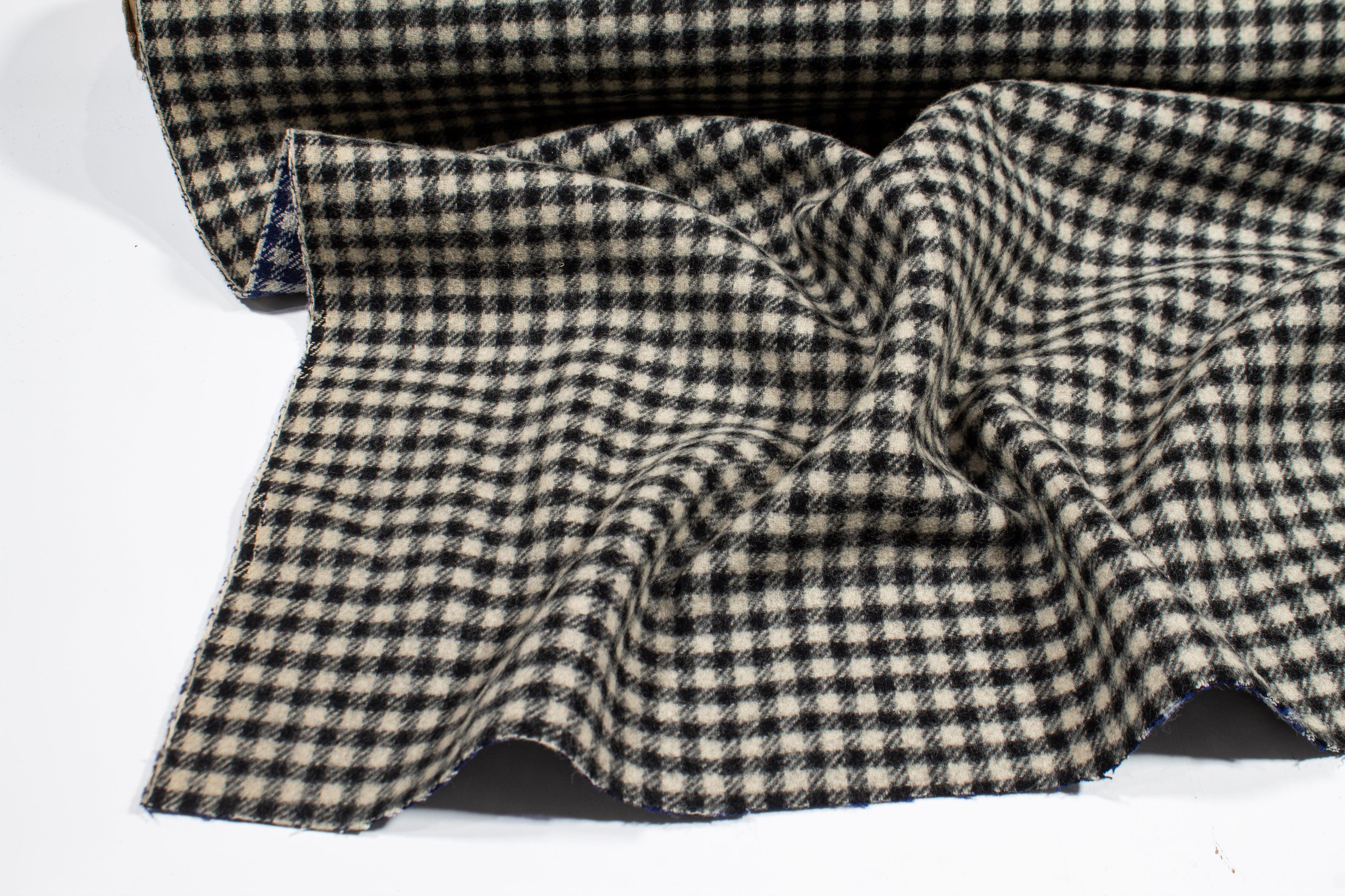 Double Faced Gingham Check Wool Coating - Prime Fabrics