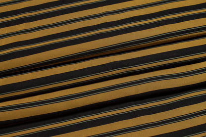 Brown and Black Striped Cotton Twill Shirting - Prime Fabrics