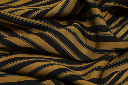 Brown and Black Striped Cotton Twill Shirting - Prime Fabrics