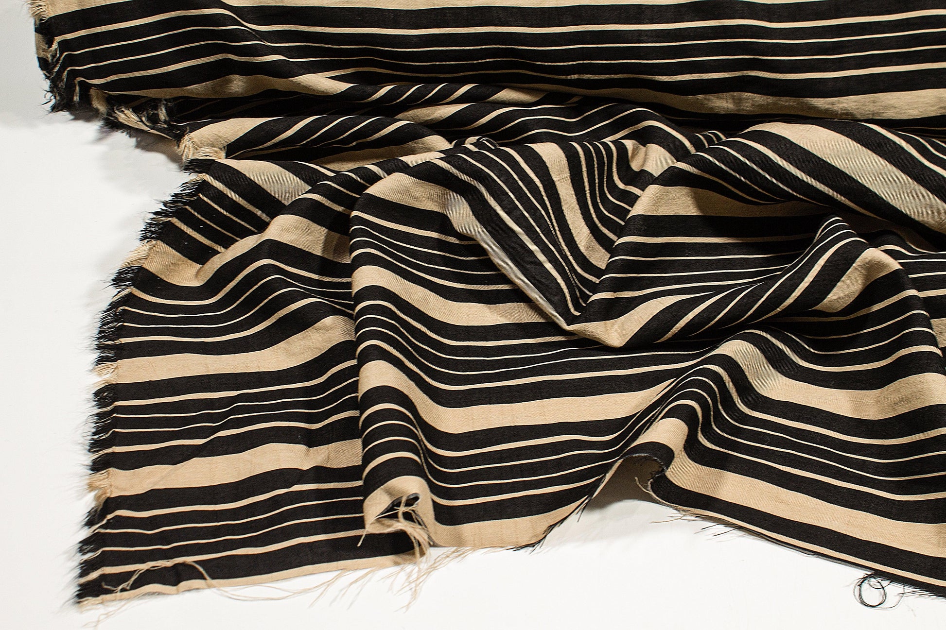 Black and Tan Striped Cotton Twill Shirting - Prime Fabrics