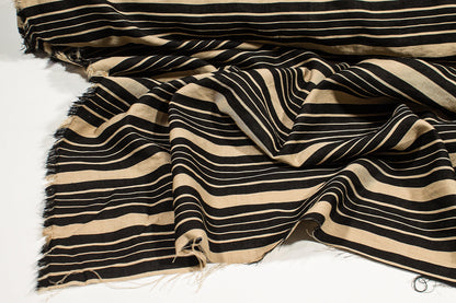 Black and Tan Striped Cotton Twill Shirting - Prime Fabrics